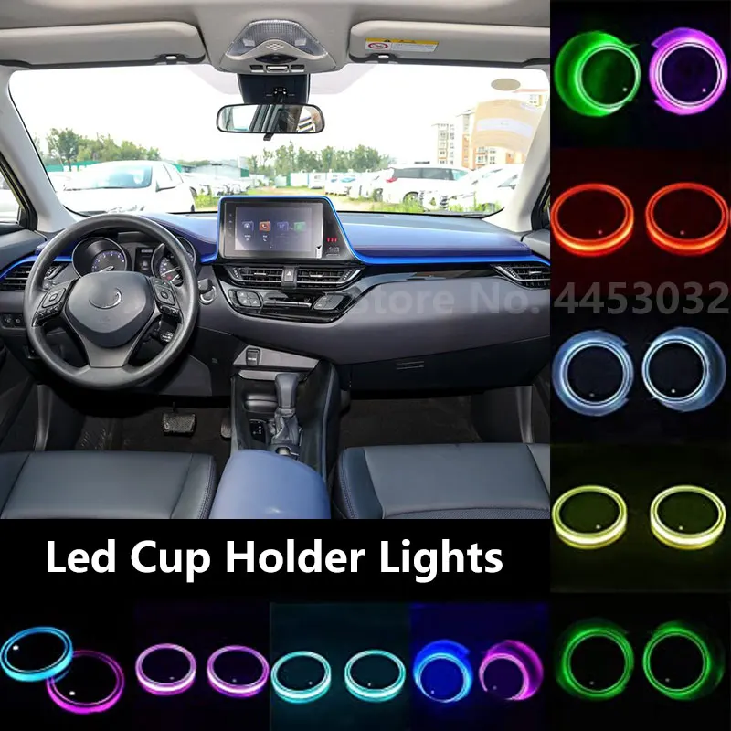 Led Cup Holder Lights For TOYOTA RAV4 C-HR COROLLA REIZ PRIUS Yaris LAND CRUISER PRADO Decorative Lamps 7 Colors Mat Coaster