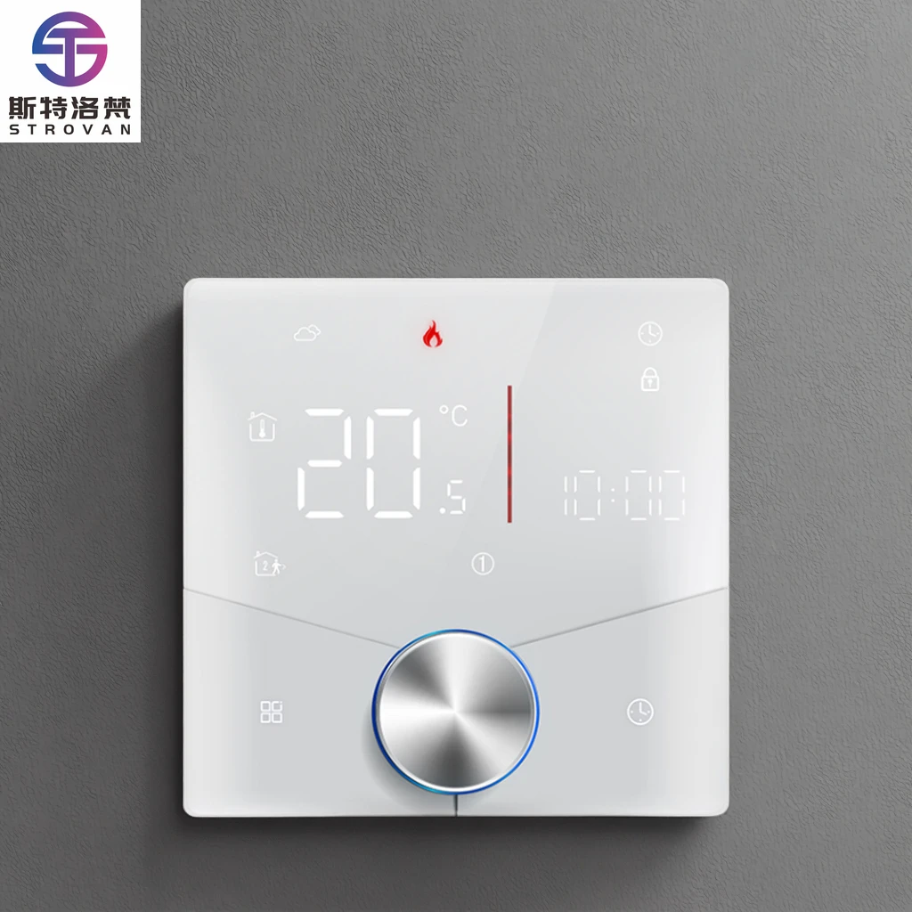 

Smart BHT-009 Underfloor Heating Temperature Control Boiler Wifi Smart Retro Knob Matter Thermostat Work Google Home Plastic