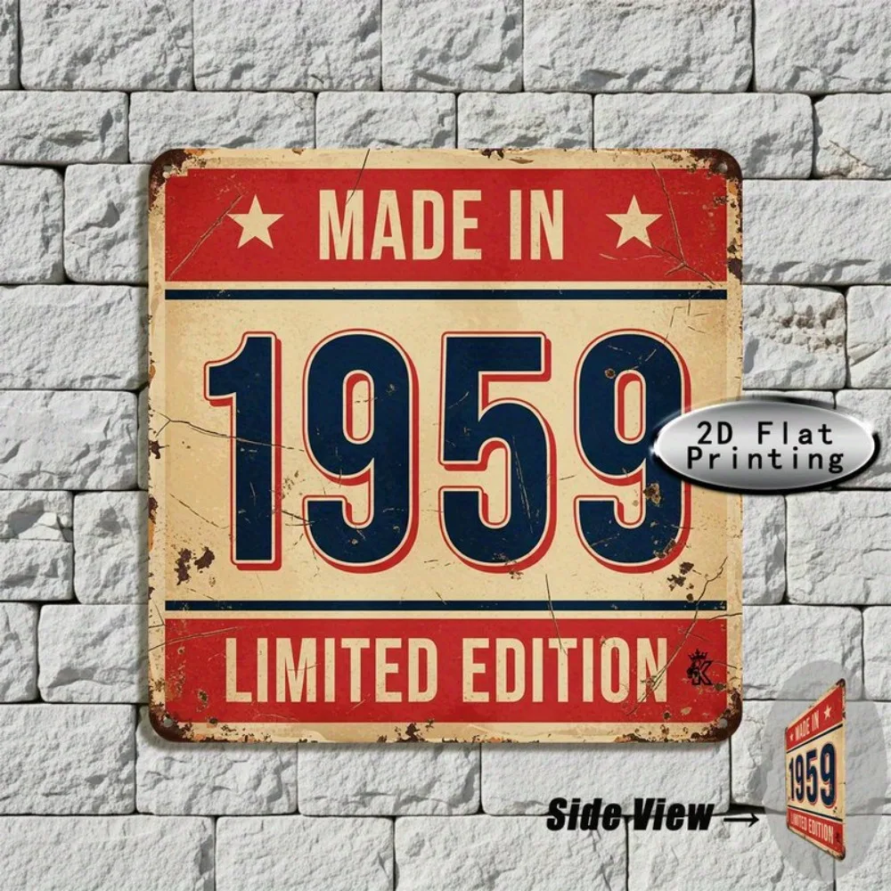 Vintage 1959 Metallschild 8x8 Zoll – Retro-Aluminium-Wanddekoration für Bar, Garage, Männerhöhle, Café, Garten, langlebiges Geburtstagsgeschenk