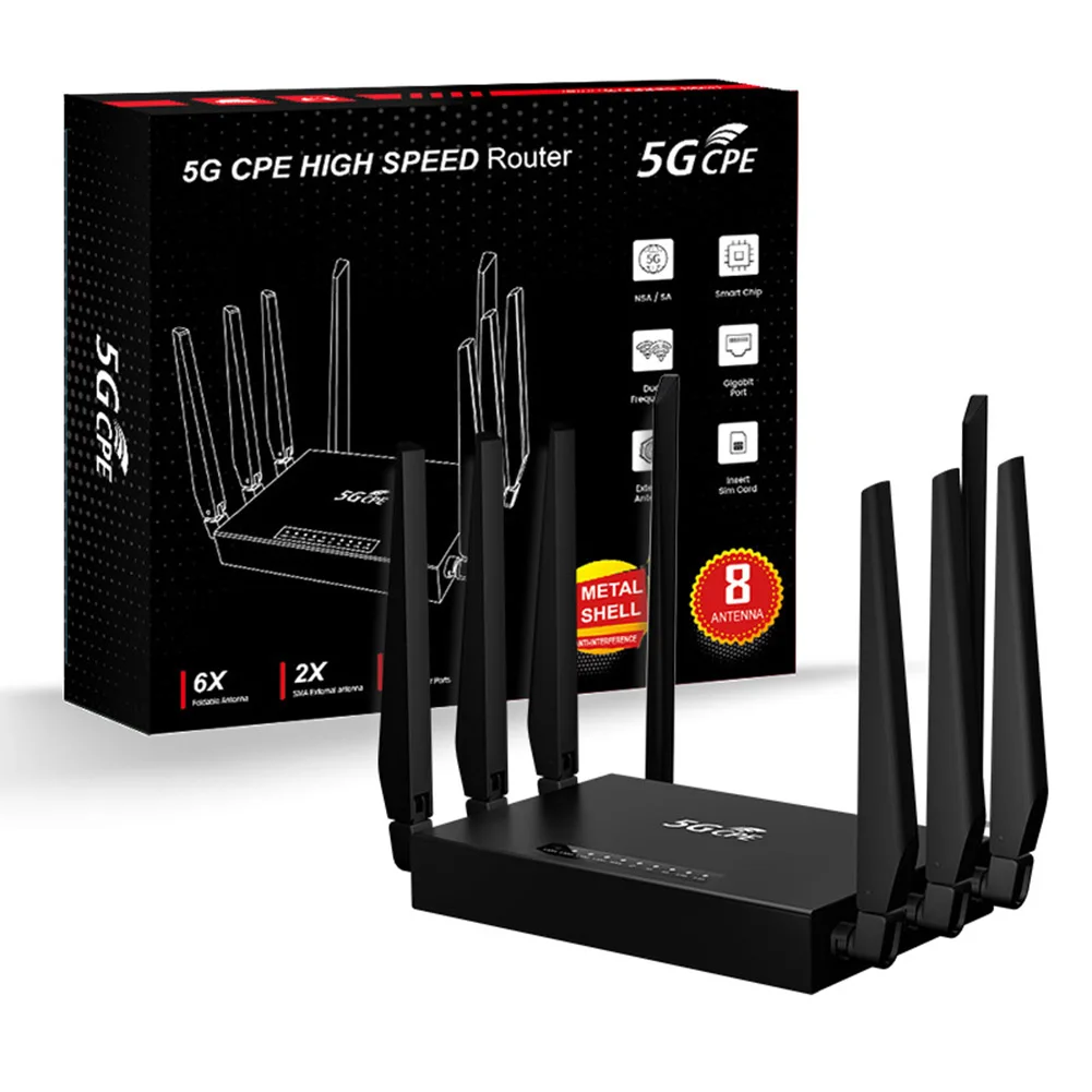 

5G CPE WIFI6 Router Dual Band 2.4G+5.8G WIFI Router with SIM Card Solt Support 32 Users Wireless Router Gigabit Ethernet Router