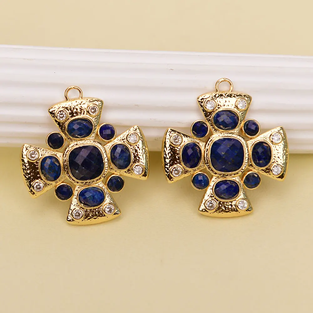 APDGG N150 2 Pcs Natural Blue Lapis Lazuli Pendant Jewelry Making DIY