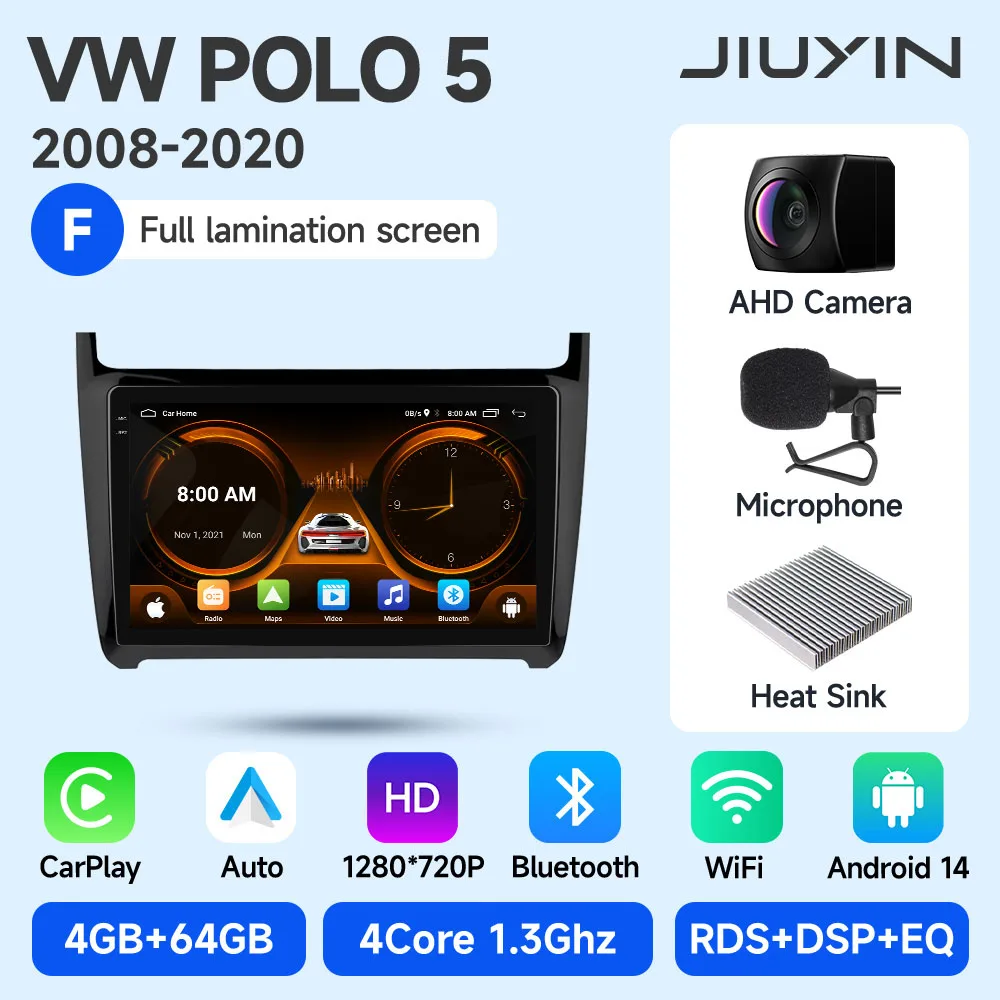 JIUYIN Android Auto Autoradio Voor VW POLO 5 sedan 2008-2020 Draadloze CarPlay GPS Multimedia 2 din Intelligente Systemen Stereo