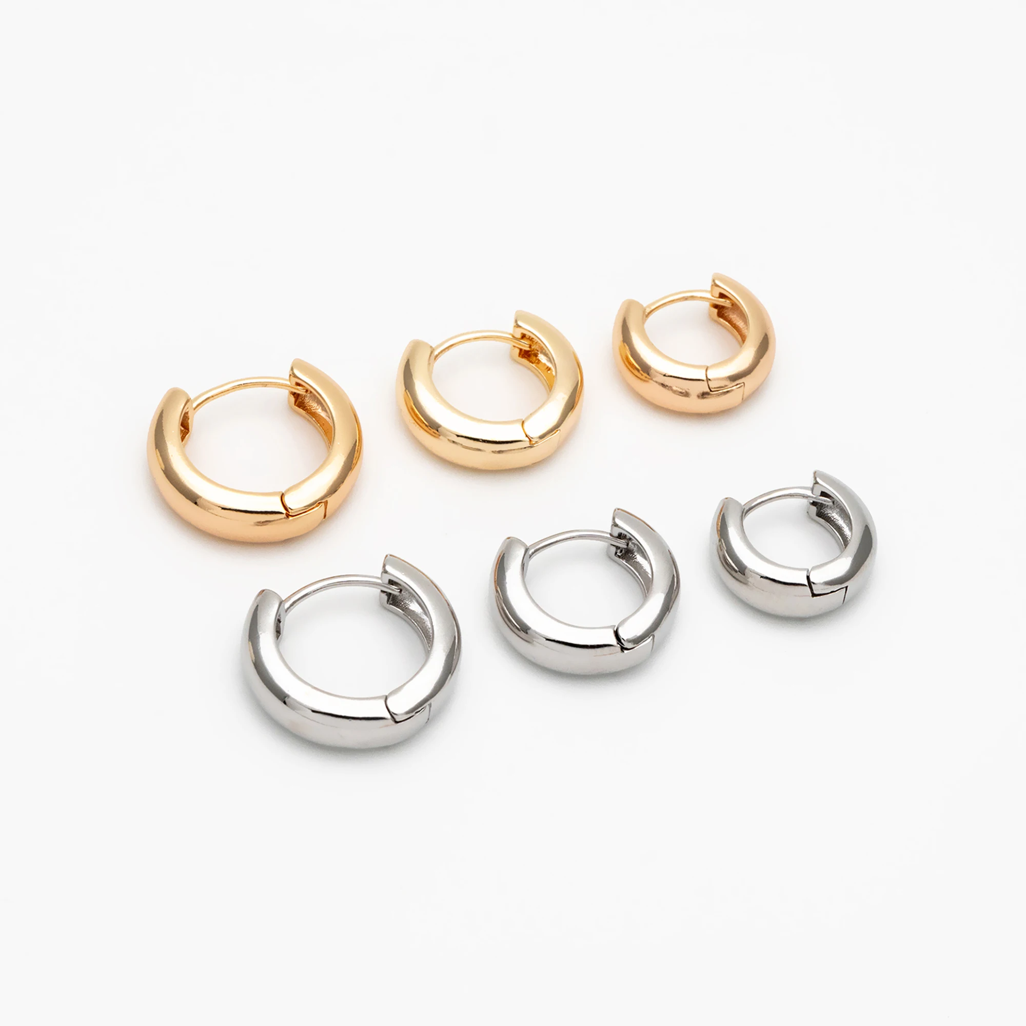 10pcs Gold/ Silver Tone Hoop Earrings, 14/ 16/ 18mm, Gold/ Rhodium Plated Huggie Earrings, Small Hoop Earrings (GB-1678)