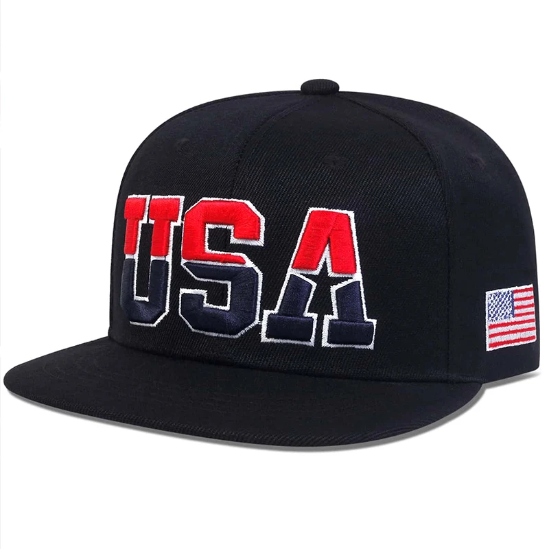 1piece Unisex USA Letter Embroidered Hip Hop Hat Outdoor Adjustable Sunscreen Leisure Hat Spring Autumn Travel Tourism Beach