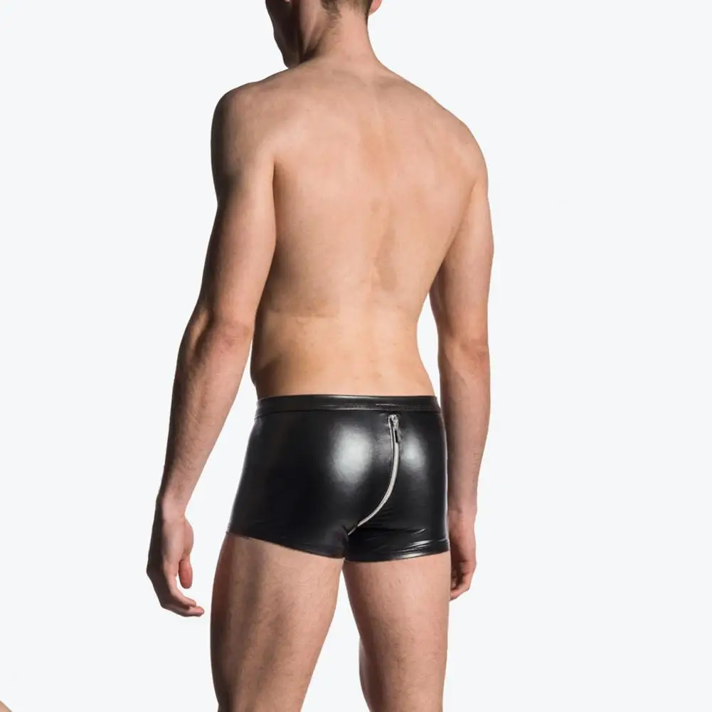 Men Underpants Faux Leather Zipper Panties Boxer Sexy Male Underwear Shorts Comfortable High Quality Stretch Thin Fashion Briefs