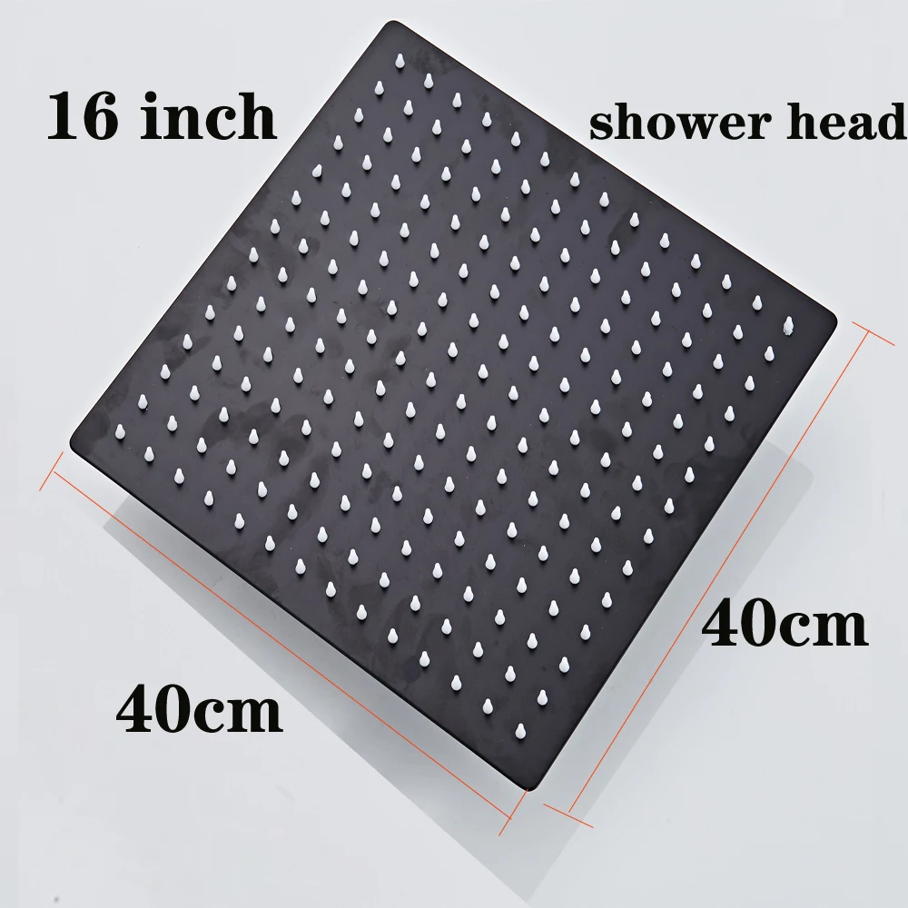 Becola Black Square Rain Stainless Steel Shower Head Ultrathin 2 Mm 16inch Choice Bathroom Wall & Ceiling Mounted