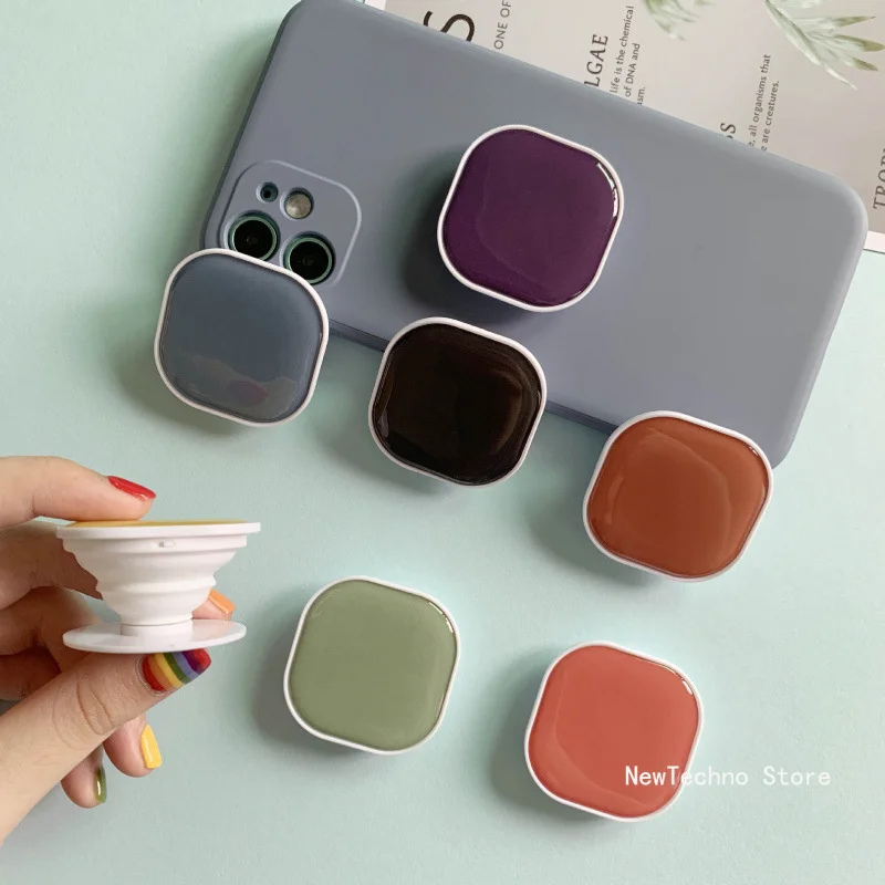 Solid Color Pocket Socket Bracket Grip Tok Finger Ring Holder Expanding Stand For iPhone Samsung Support Mobile Phone Folding