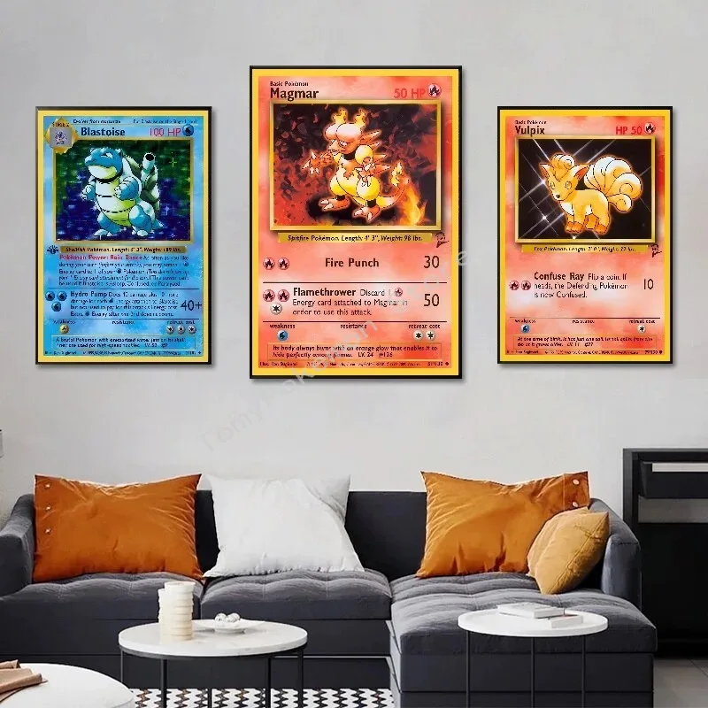 Pokemon Basis Set 1996 Jaar Engels Kaarten Shining Canvas Painting Poster Print Watercolor Wall Art Picture Home Decor Gifts