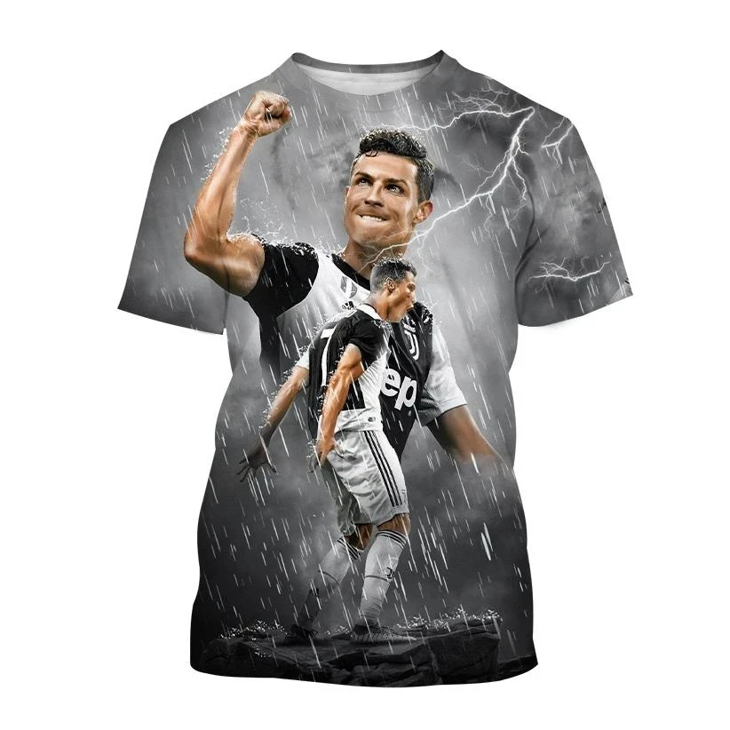 New Summer Ronaldo 3D Print Boy Girls Sports T-shirt Daily Leisure Street Fashion  Comfortable Short Sleeves Fashion Clothing