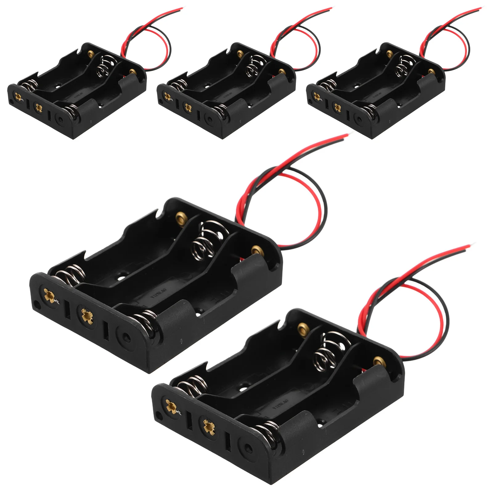 

5Pcs 3 Slots Aa Holder with Long Wires Black Plastic Enclosure for Remote Control Car Storage and Protection