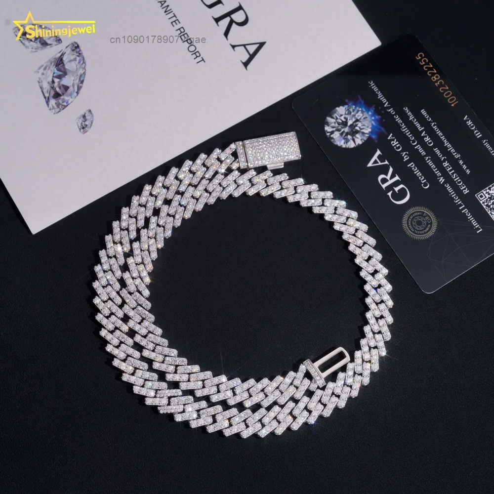 Shine Ultra Hip Hop Luxury 925 Sterling Silver Jewelry Iced Out Moissanite Diamond Necklace.