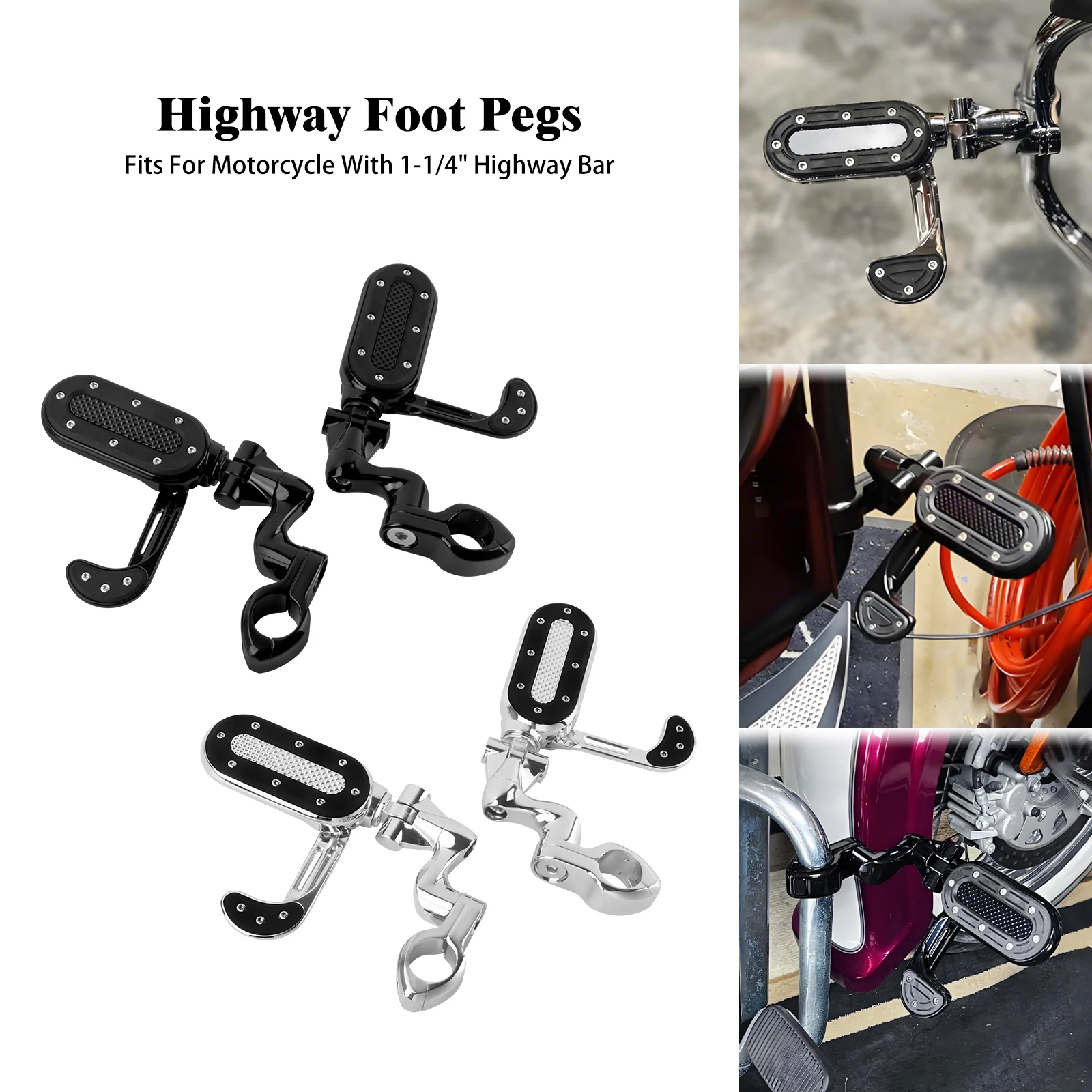 Motorcycle Footpeg Floorboard Adjustable 32mm Footrest Foot Pegs For Harley Touring Street Road Glide Softail Low Rider Dyna