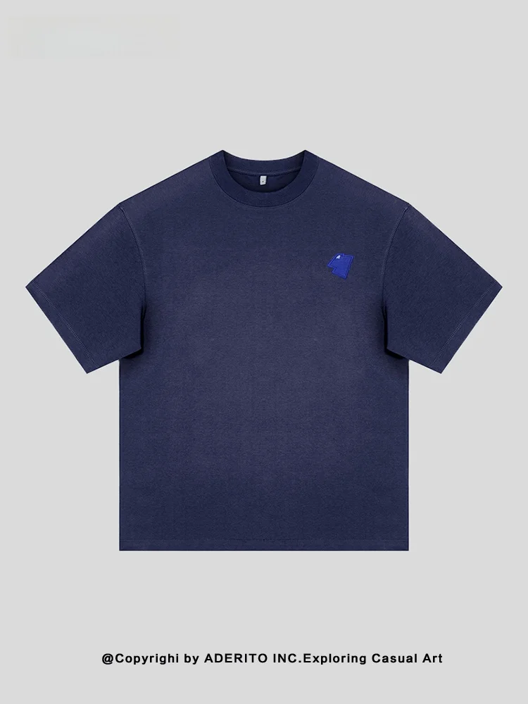 

Мужская футболка оверсайз свободного кроя с коротким рукавом, с вышивкой ITO, градиентного цвета, из чистого хлопка, повседневная, дышащая, летняя