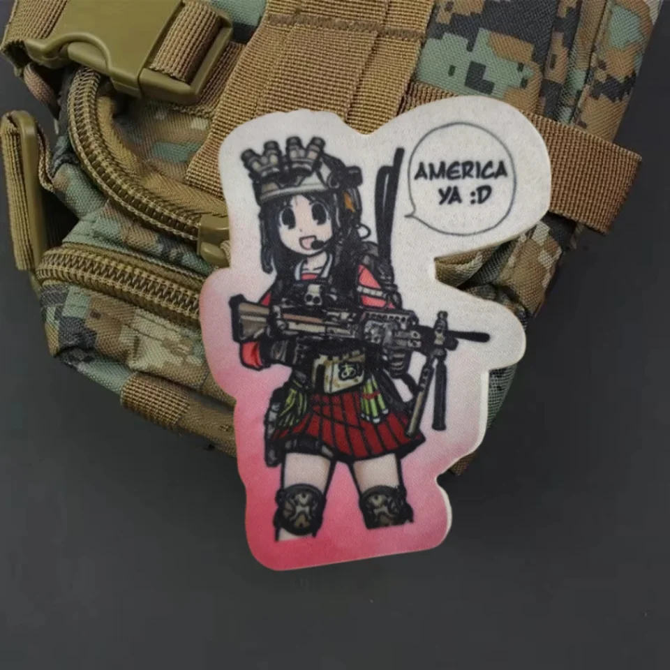 Anime Girl Tactische Patch Animatie Gedrukt Klittenband Patch Militaire Moreel Badge Kleding Rugzak Decoratieve Stickers