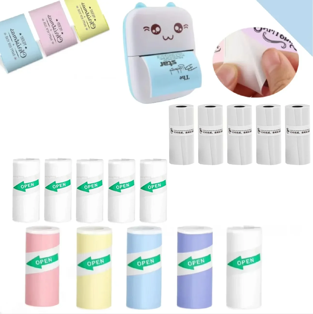 Mini Printer Thermal Paper Colorful Sticker Child Instant Camera Refill Print Paper For Photo Journal Notes Memo Barcode 57x25mm