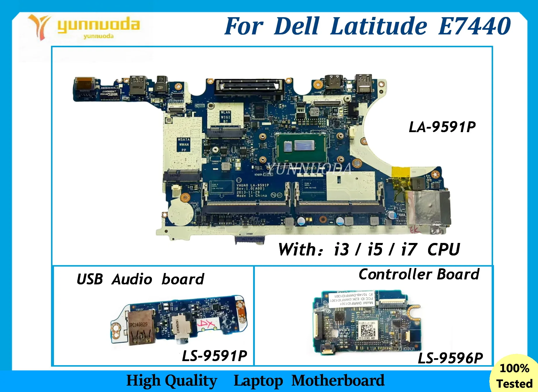 

LA-9591P для ноутбука Dell Latitude E7440, материнская плата с i3 i5 i7, 4-й процессор ls-9591p ls-9596p, плата контроллера, USB-аудио боа