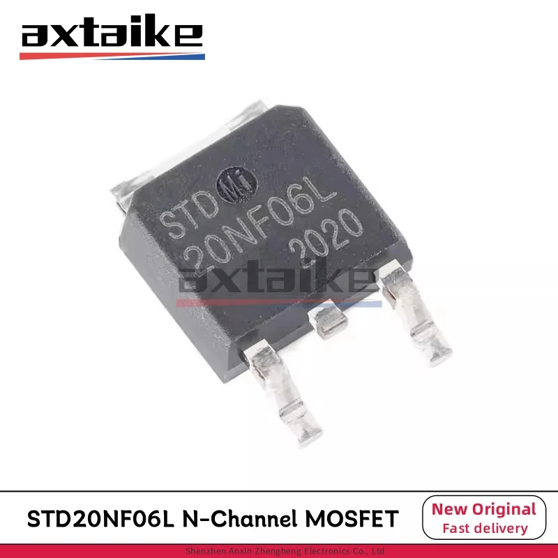 

5/10PCS STD20NF06L TO-252 20NF06L STD20NF06LT4 D20NF06L DPAK SMD 30A 60V 55W N-Channel Enhancement Mode Power MOSFET Transistor