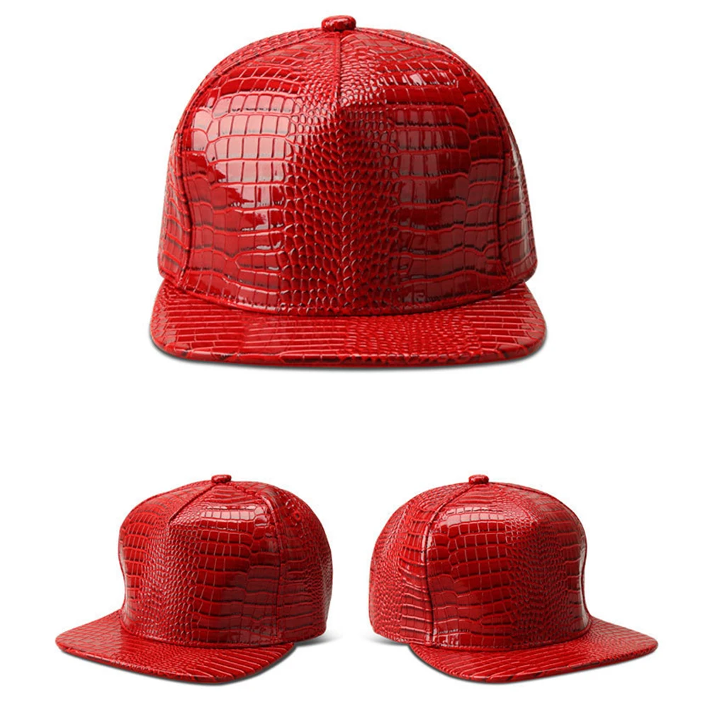 

Pattern Baseball Cap Red Unisex Hats PU Lightweight Adjustable Snapback Hat for Men Women 27x18x11cm