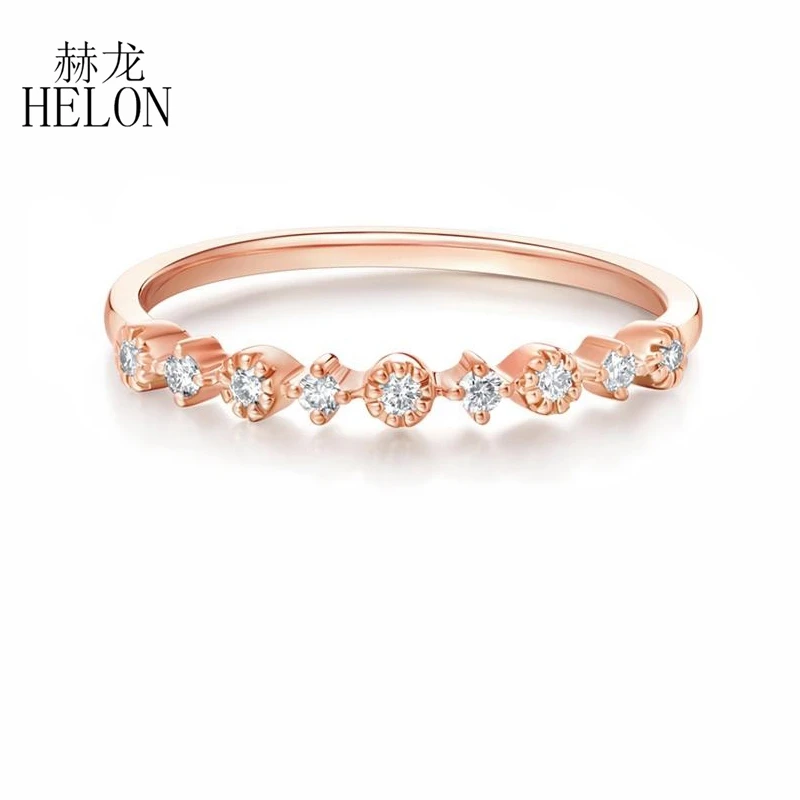 

HELON Moissanite Ring Solid 14K 10K Rose Gold Lab Grown Diamond Moissanite Engagement Ring Women Trendy Fine Jewely Unique Gift