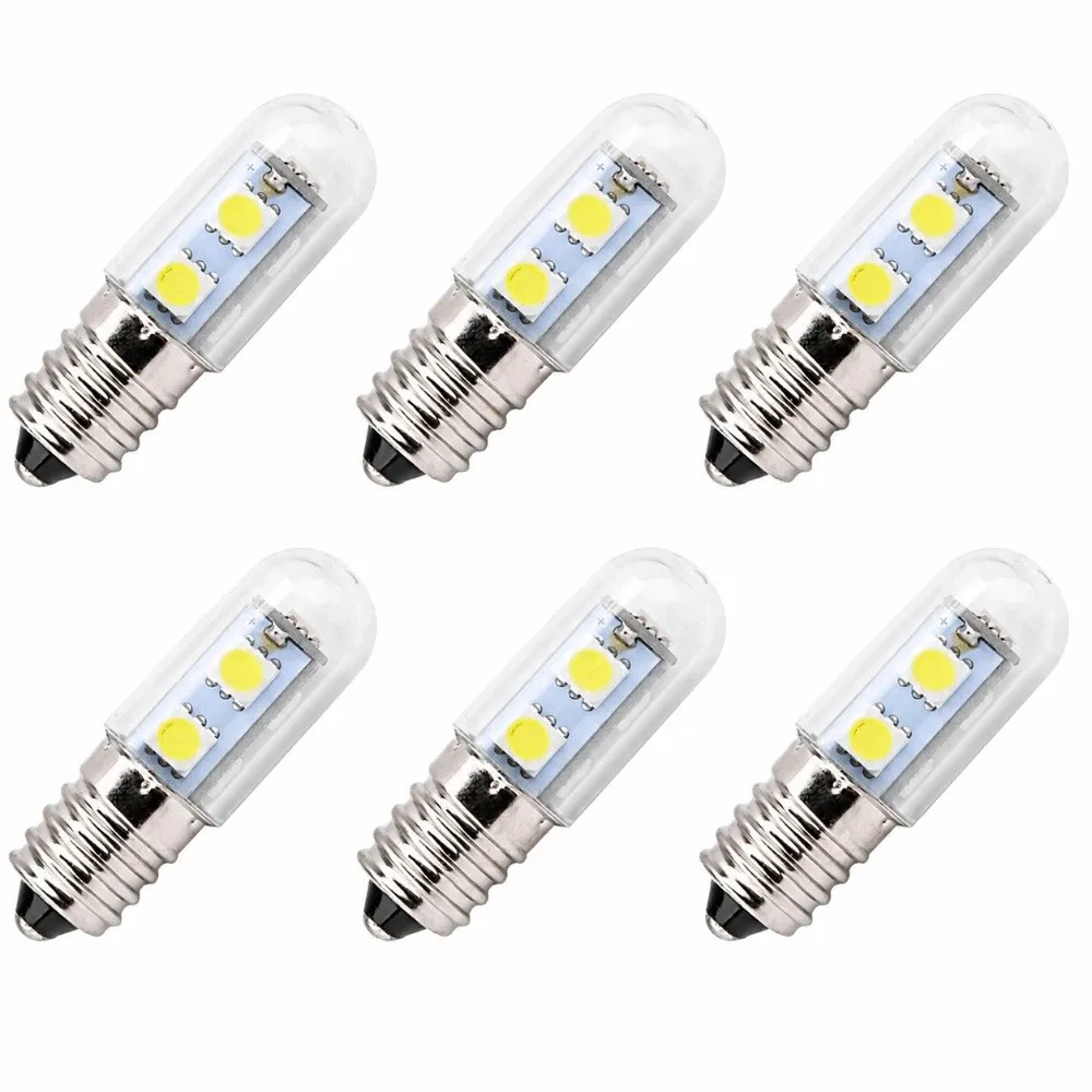 6 Pack Energy Saving 1W LED Corn Light Bulb E14 110V LED Bulb Warm White 2700K 7 SMD5050 LED Appliance Light Bulb Cooker Hood