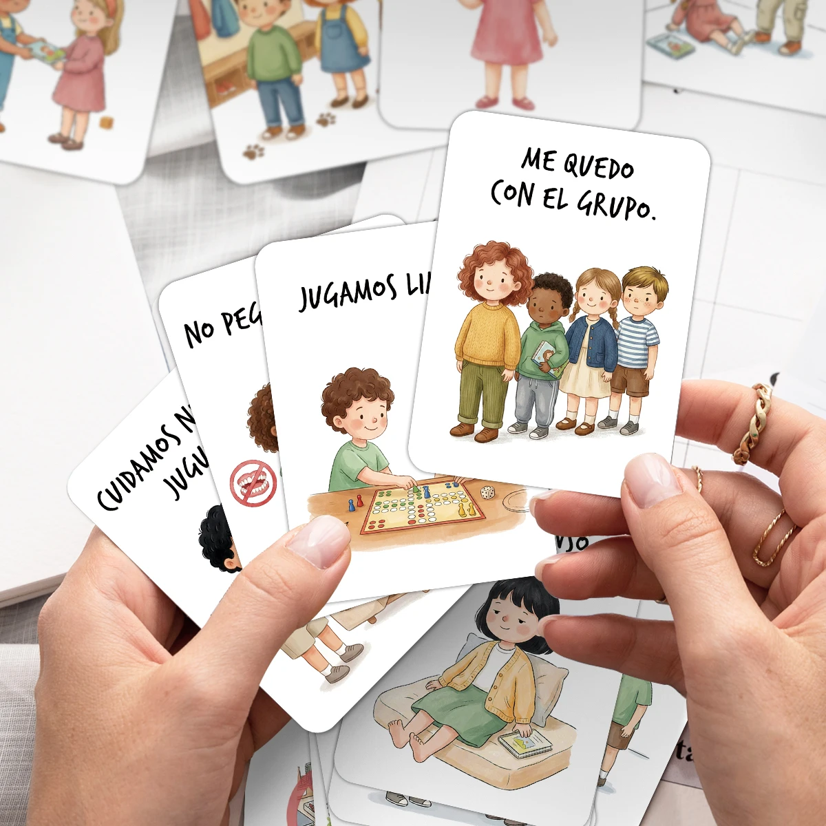 24 Stück spanische Karten mit Regeln für soziales Verhalten, pädagogische visuelle Lernkarten, für Vorschule, Klassenzimmer, Homeschooling, interaktive Karten – Detail 4