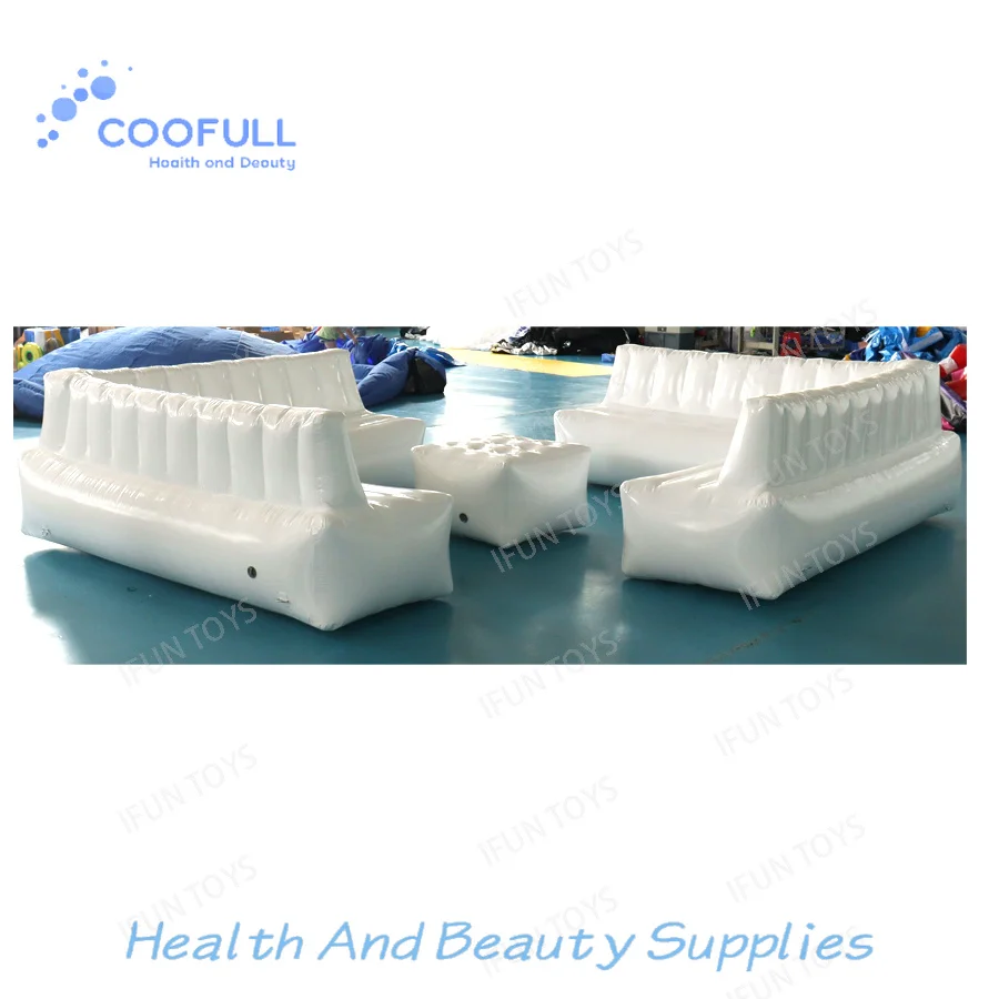 Coofull Party Rental Air Sealed Inflatable Air Sofa Lounger with Table Portable Sofa Furniture for Event Party