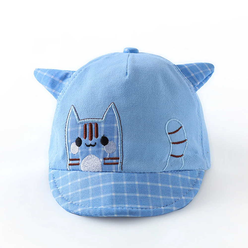 Baby Caps Children Cartoon Cat Pattern Soft Cotton Baseball Cap Cute Boys Grils Hats For Kids 6-36 Month