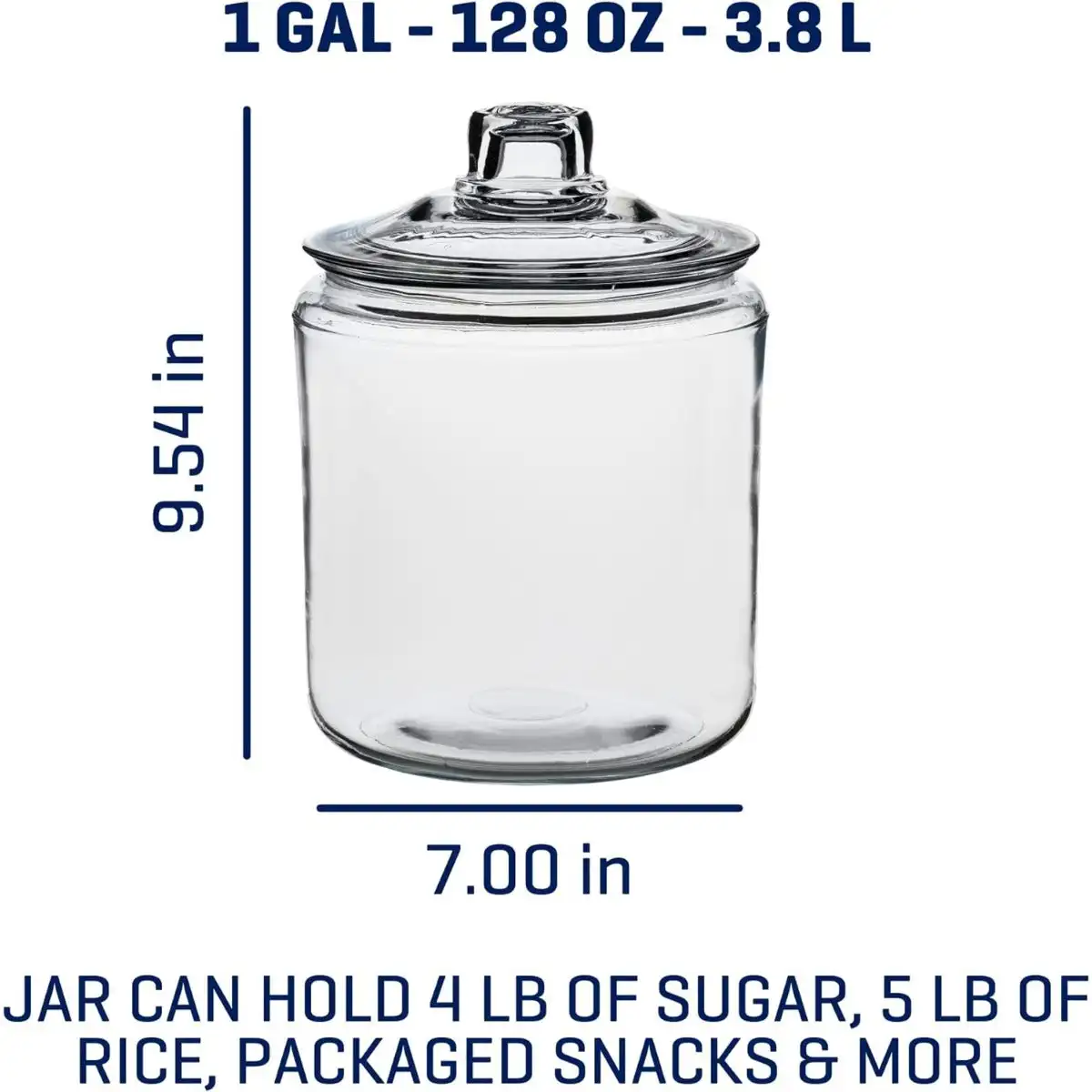 Heritage Hill 1 Gallon Glass Jar with Lid, Storage tank Set of 2