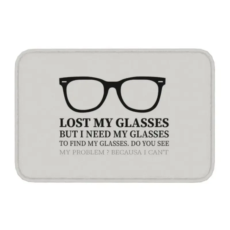 Black White Cat Eye Glasses Print Doormat Non Slip Fashion Entrance Decor Floor Mat