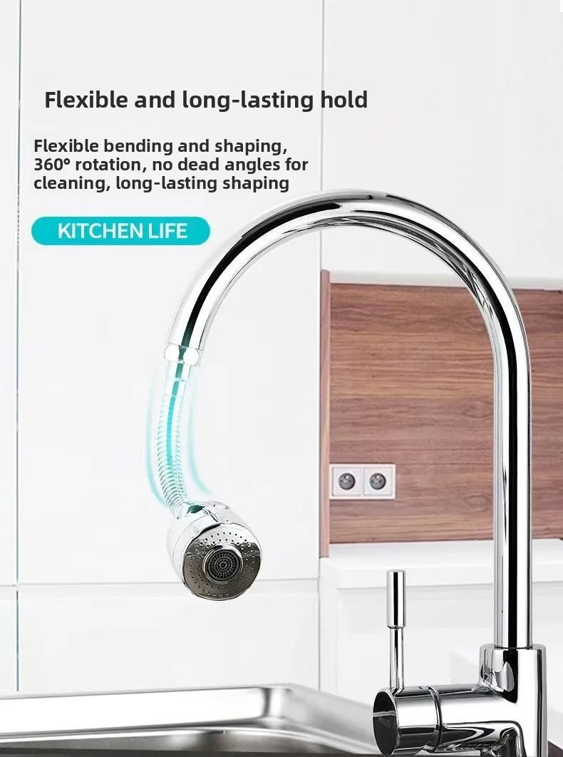 Universal Stainless Steel Kitchen Faucet Extender, Rotatable, Splash-Proof, handy Little Tool to Raise the Faucet, Shower Filter