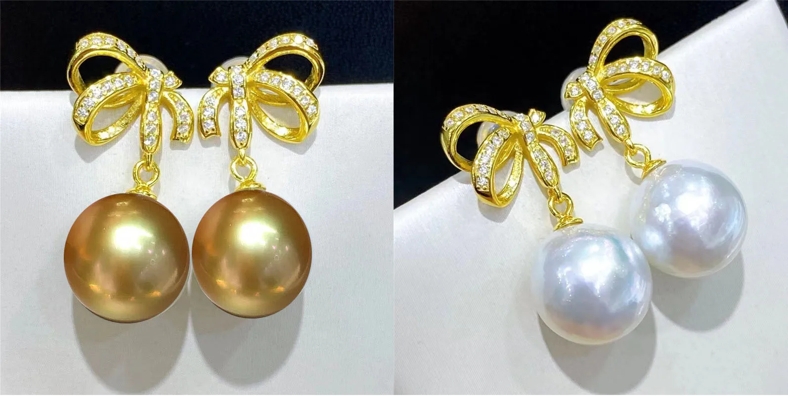 huge AAAA 10-11mm 9-10mm 11-12mm 12-13mm Japan akoya white gold round Pearl  Earrings 925s Square style yellow, silver and