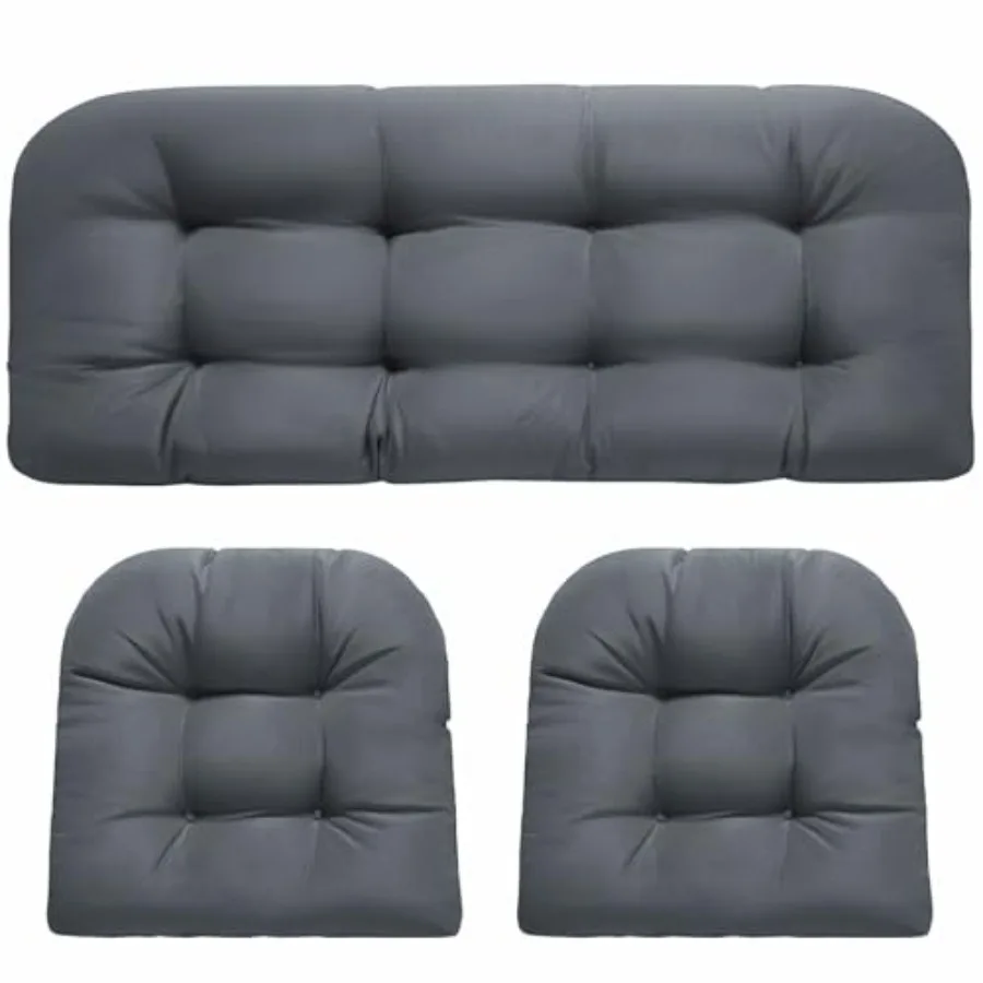 

Wicker Chair Cushions Waterproof Outdoor Loveseat Cushions for Patio Furniture Tufted Wicker Furniture Cushions 1 Loveseat and