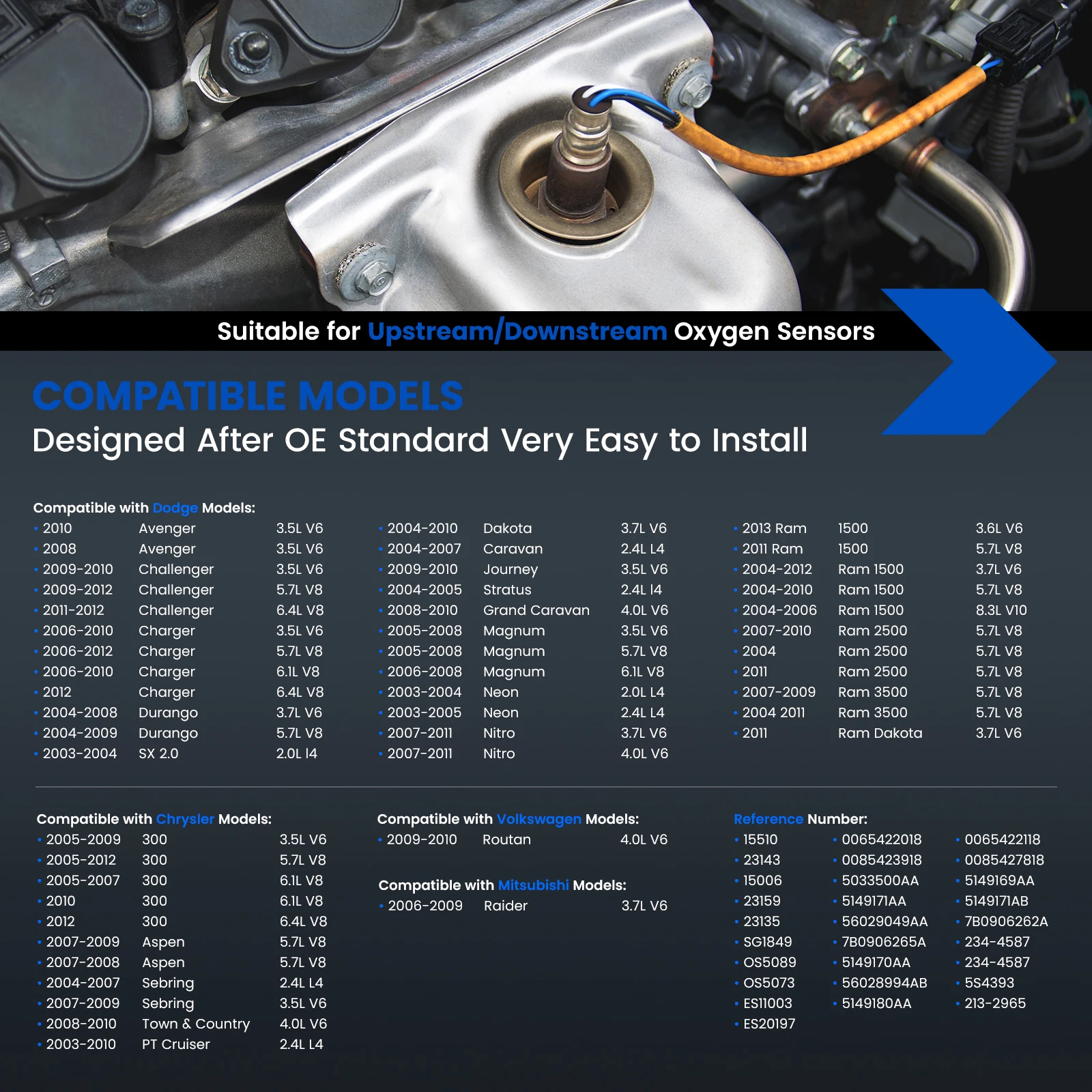 مستشعر الأوكسجين المنبع المصب O2، متوافق مع كرايسلر لدودج لسيارة جيب مرسيدس #2