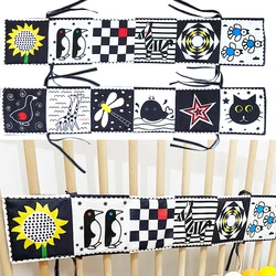 Black and White Animal Cloth Books Montessori Baby Book Sensory Cloth Book High Contrast Baby Toys 0 12 Months Newborn Crib Toys