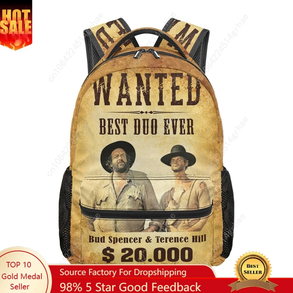 Terence Hill All-over Print Student Backpack Custom Casual Suitable for Travel Camping Lightweight Easy To Clean Bud Spencer