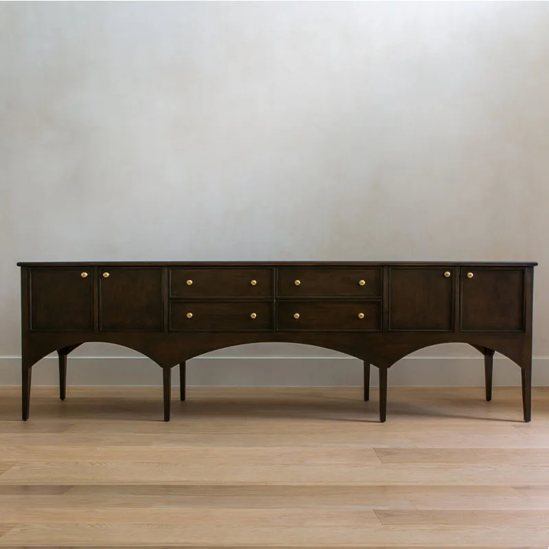 خزانة الشرفة الفرنسية، خزانة تلفزيون من الخشب الصلب، خزانة تخزين أرضية سوداء قديمة، درج، خزانة ديكور للحائط