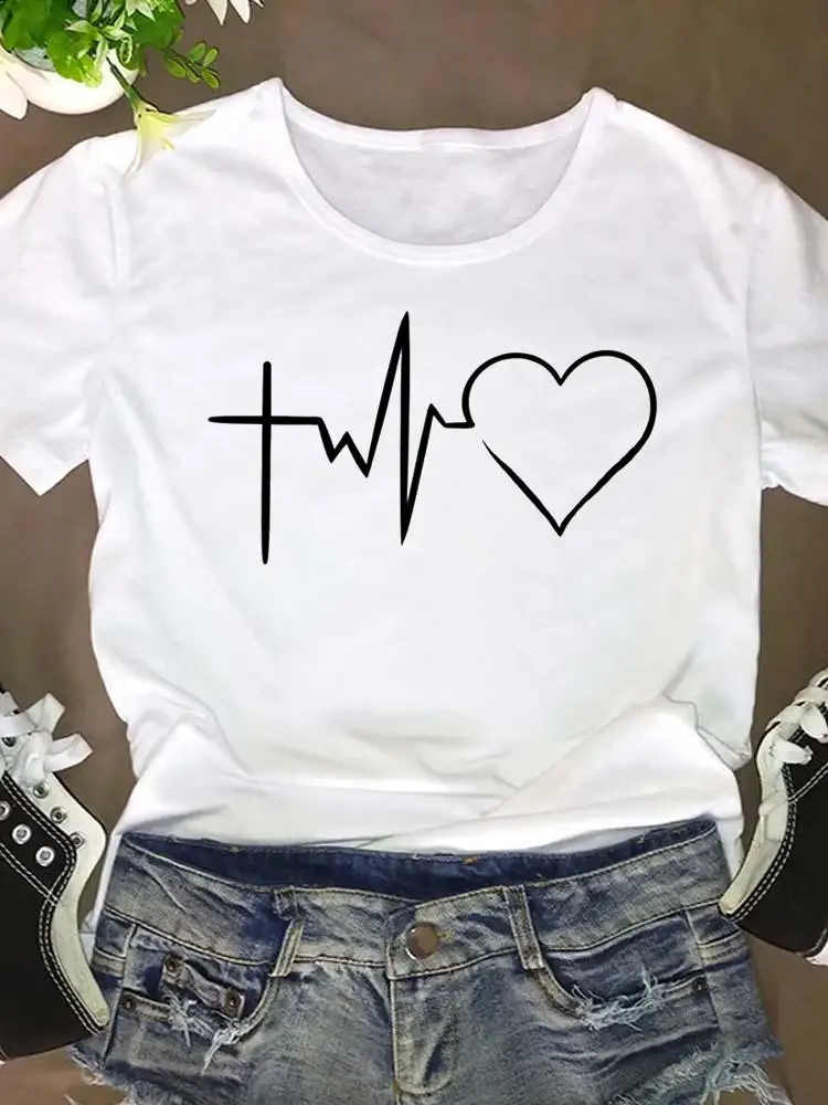 

Fashion Graphic T Shirt Love Sweet Trend 2022 Clothing Clothes 90s Women Short Sleeve Summer Tee T-shirt Cartoon Female Top