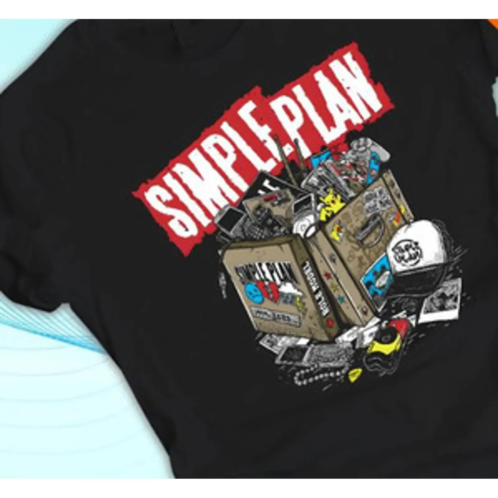 Футболка Simple Plan Band ALBUM, черная, хлопковая, все размеры, DADA001, винтажная, с эффектом потертости, дышащая, унисекс