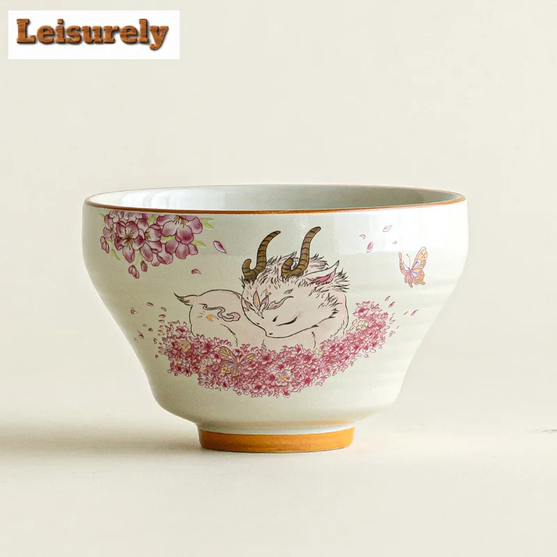 

170ml Plant Ash Deer Flower Teacup Boutique Tea Bowl Tea Cup Set Tea-tasting Smelling Cup Jianzhan Master Cups Cafes Craft Gift