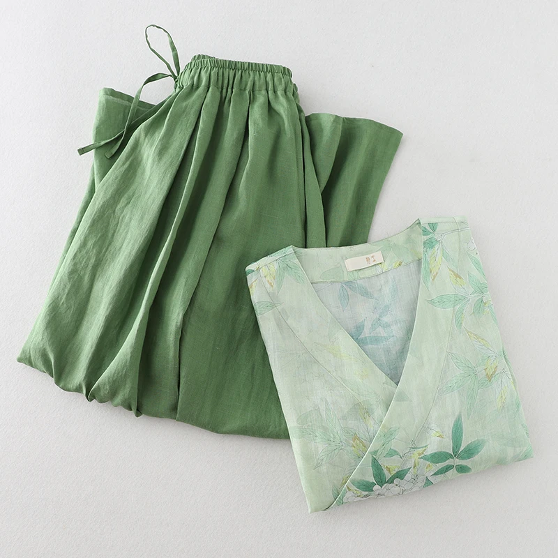 Een irt Top f Rok Set Nieuwe Chinese Sle Reform Song Dynas Hanfu Dameskleding Katoen Lange Sve V-Ne losse Fit