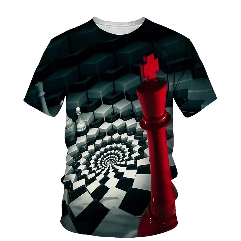 Popular Chess 3D Print T-Shirts Men Woman Fashion Casual Short Sleeve Round Neck T Shirt Summer Harajuku Y2k Kids Tee Streetwear