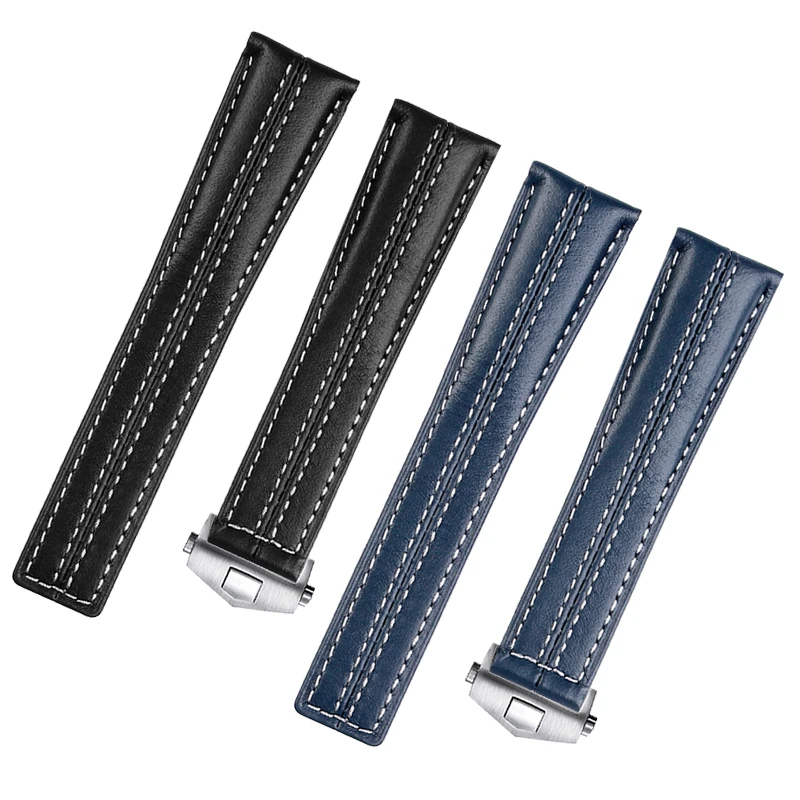 New frozen cowhide strap for TAG HEUER Carrera Monaco Heritage 6 Business watch strap Wristband Accessories Grey Blue Men's 22mm