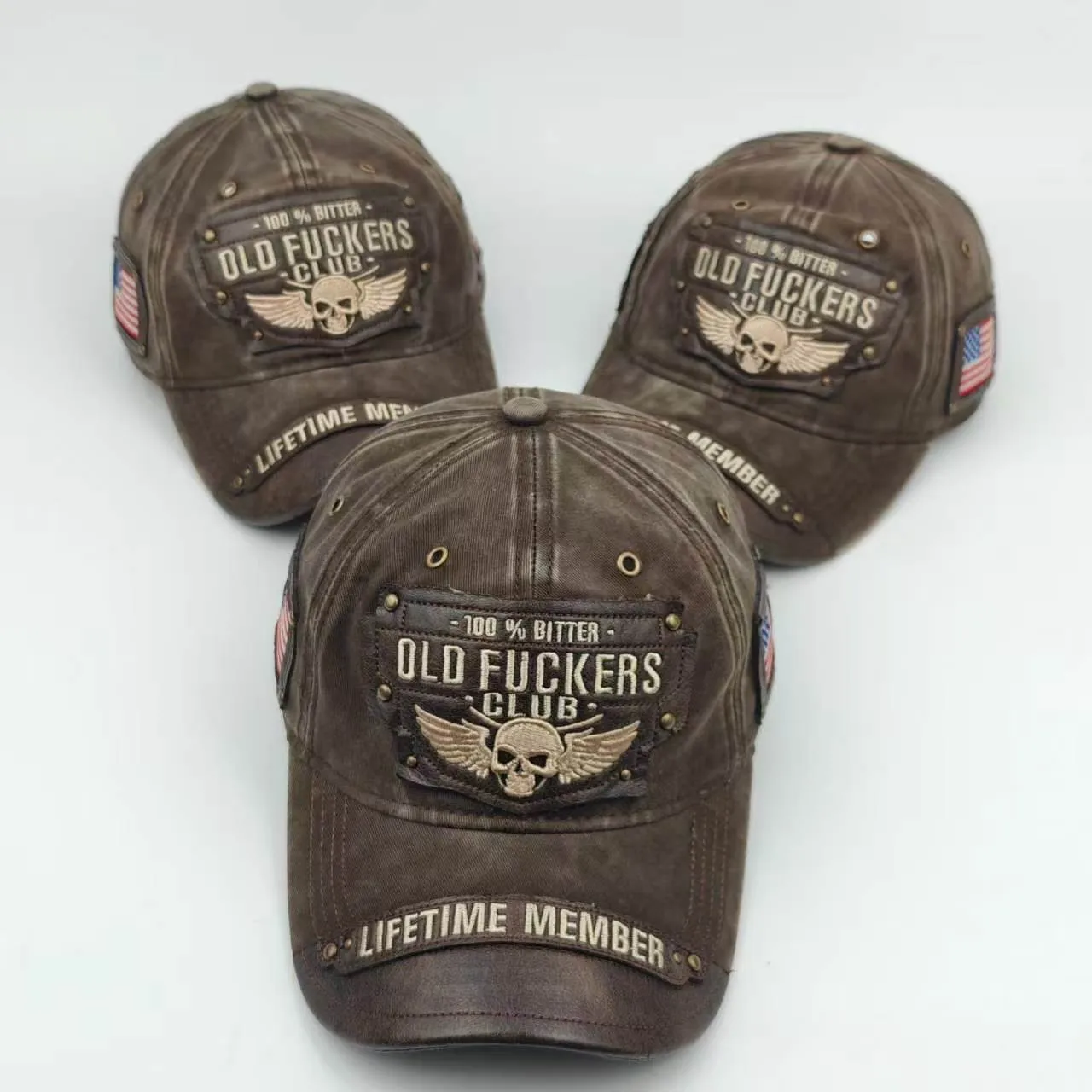 American Punk Old-Timer Club Fashion Casual Washed Vintage Baseball Cap Embroidered Style Unisex Duckbill Cap