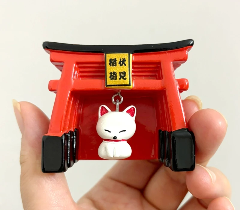 Handmade Painted Fushimi Inari Shrine White Fox 3D Fridge Magnets Japan Tourism Souvenirs Refrigerator Magnetic Stickers Gift