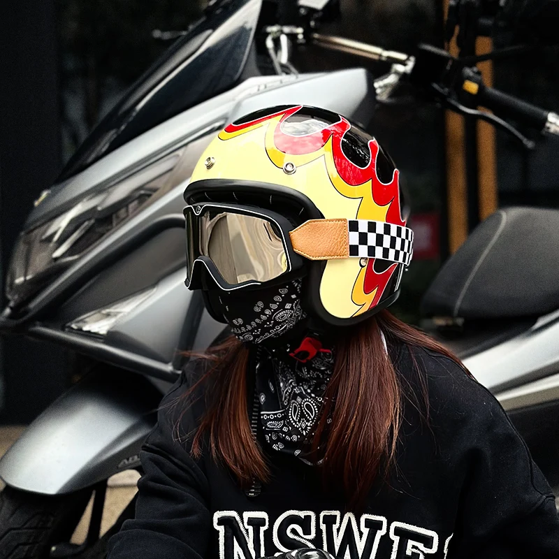 Capacete retrô para motocicleta, quatro estações, cruzeiro, meio capacete, homens, mulheres, pedais de motocicleta, capacete de segurança para bicicleta elétrica