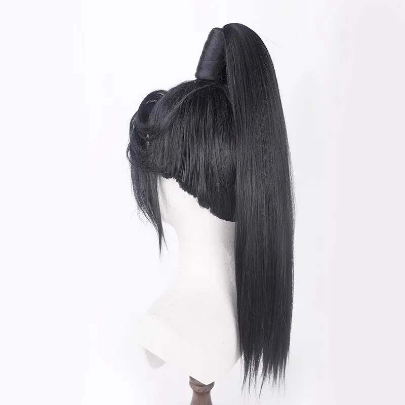Xiehui Already Styled Cos Wig Long Cosplay Black Wig Cos Props Set for Kids Gift Imitation Hand Hook COS Wig