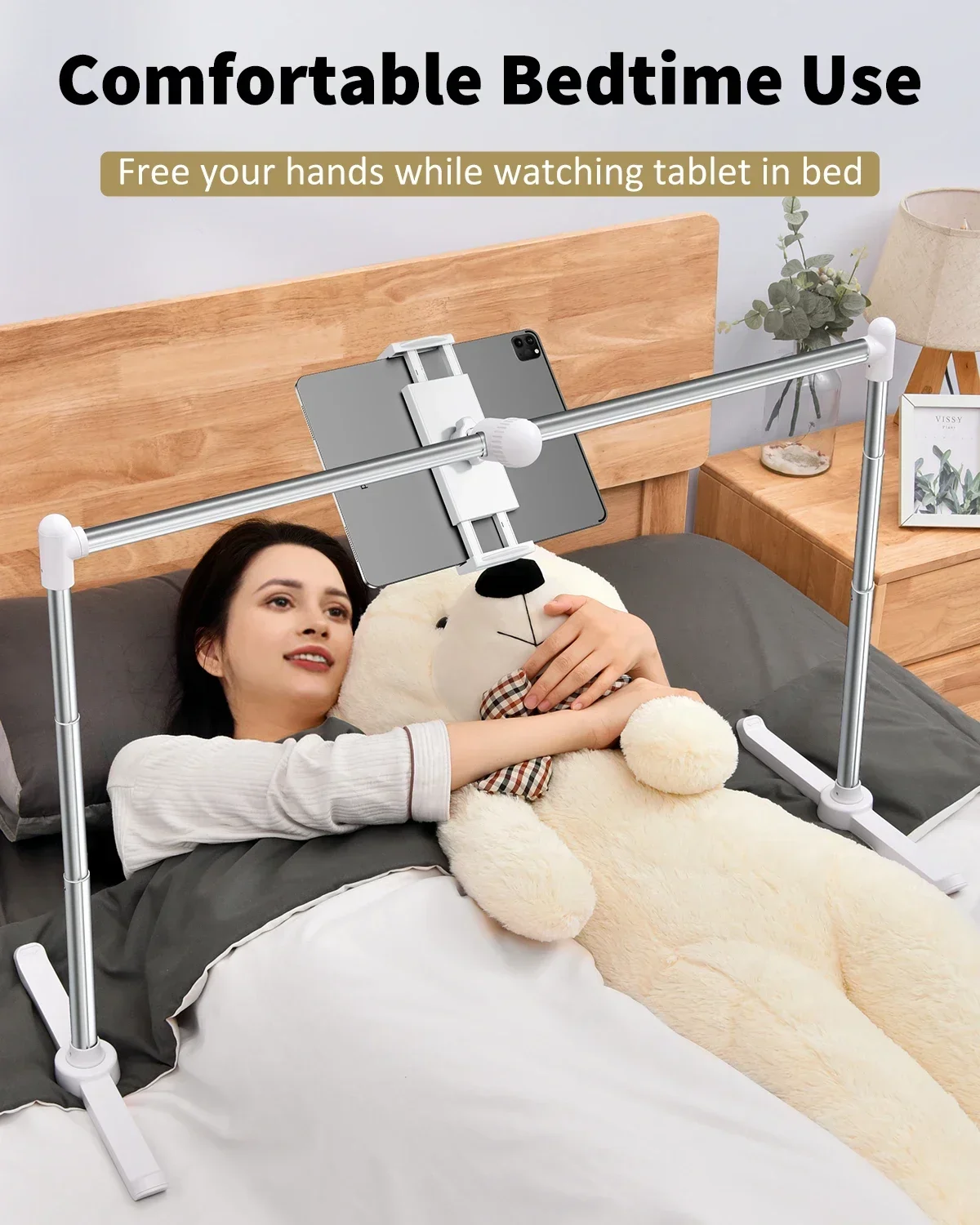 Eary Tablet Stand For Bed Sofa Laying Down Phone Holder With 360 Rotation Height Width Adjustable Multi-Functional Clamp Bracket - Image 3
