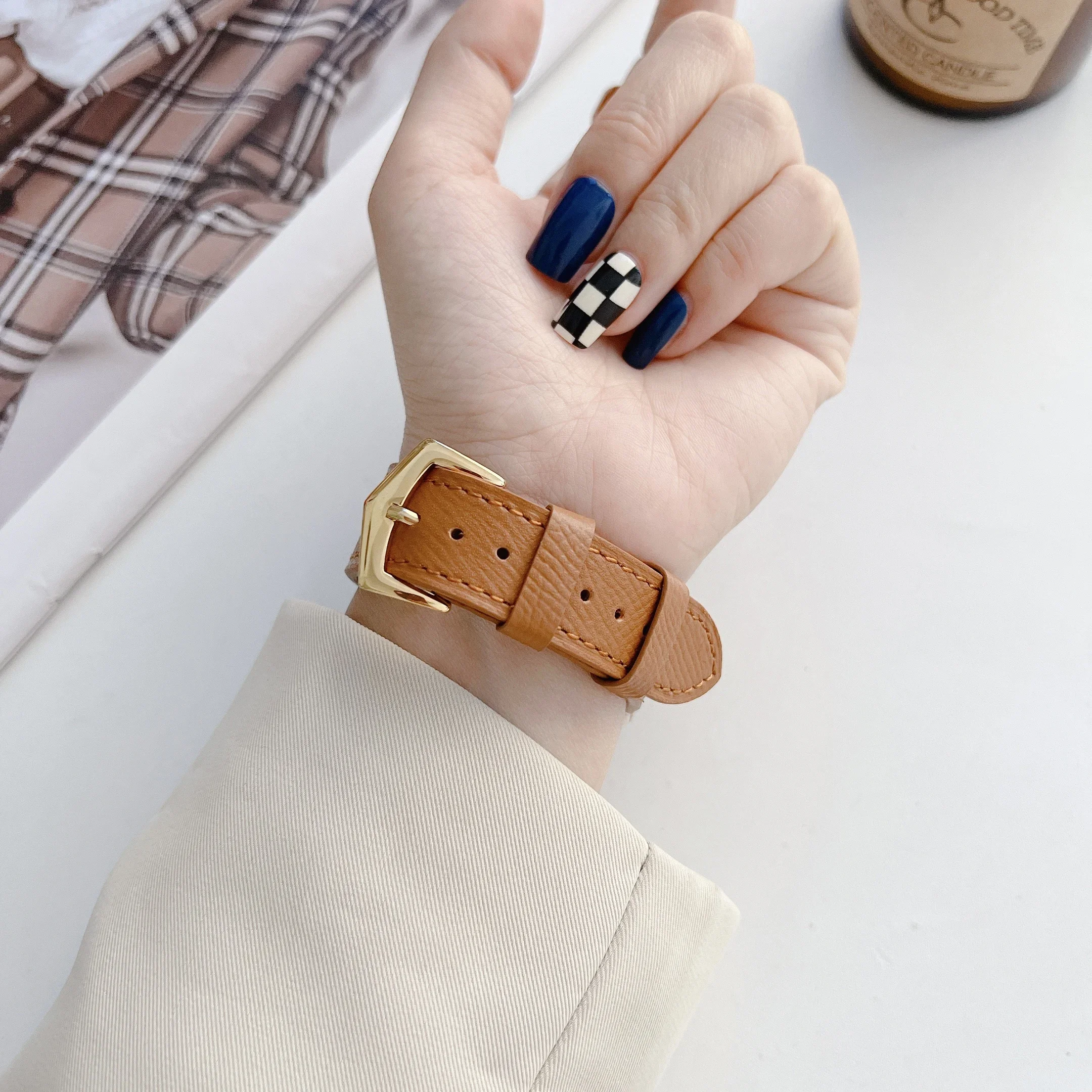 Premium Leather Strap For Apple watch band 45mm 41mm 44mm 42mm 40mm 46mm Soft Bracelet Wristband iWatch series 10 9 8 7 6 5 4 SE