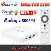 Woopker KICKPI KP1 TV Box Android 11 Google Certification Media Player Amlogic S905Y4 4K Set Top Box 2G 32G AV1 BT Androidtv Box