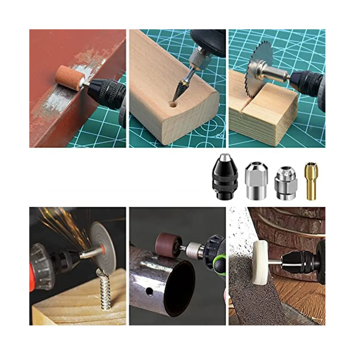 Drill Chuck Collet Set, 28 Pcs Chuck Collet Kit(1/32 - 1/8Inch)Replacement 4486 Drill Keyless Bit 4485 Brass Collet Set